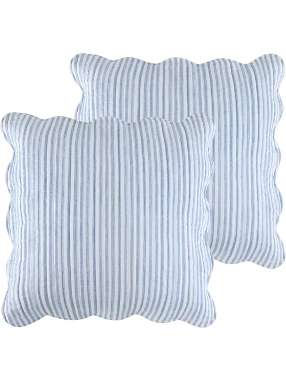 Blue and White Stripe Euro Sham Set of 2 - Soft Cotton, 26x26in, Decorative